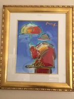 Umbrella Man on Blue Ver I #1 Unique 2004 15x20 Works on Paper (not prints) by Peter Max - 1 Umbrella Man on Blue Ver I #1 Unique 2004 15x20 Works on Paper (not prints) by Peter Max - 1