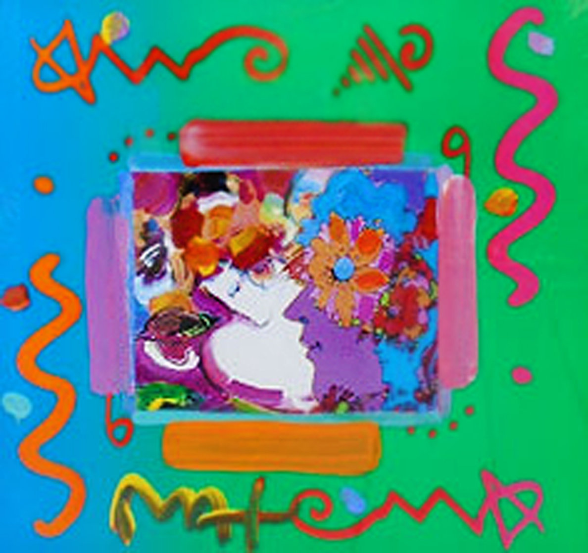 Flower Blossom Lady Collage Unique  2000 12x14 Works on Paper (not prints) by Peter Max