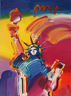 Statue of Liberty Unique 2015 31x14 Works on Paper (not prints) - Peter Max Statue of Liberty Unique 2015 31x14 Works on Paper (not prints) - Peter Max