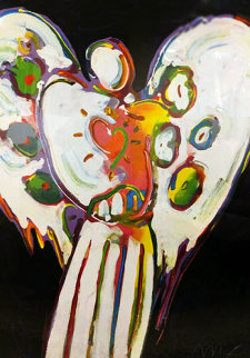 Angel With Heart on Black 1990 44x32 Limited Edition Print - Peter Max Angel With Heart on Black 1990 44x32 Limited Edition Print - Peter Max