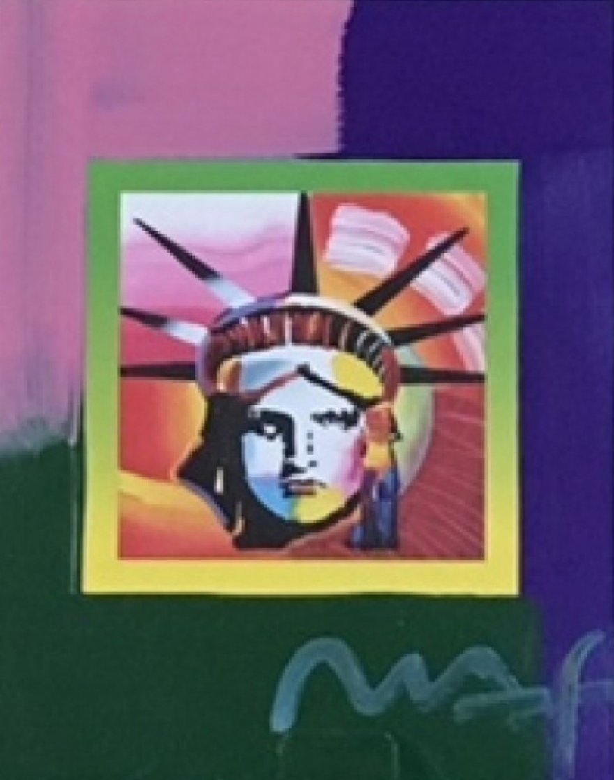 Liberty Head II on Blends American Suite Unique 2006 23x21 Works on Paper (not prints) by Peter Max Liberty Head II on Blends American Suite Unique 2006 23x21 Works on Paper (not prints) by Peter Max