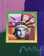 Liberty Head II on Blends American Suite Unique 2006 23x21 Works on Paper (not prints) by Peter Max - 0 Liberty Head II on Blends American Suite Unique 2006 23x21 Works on Paper (not prints) by Peter Max - 0