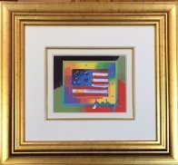 Flag With Heart on Blends - Horizontal American Suite Unique 2005 8x10 Works on Paper (not prints) by Peter Max - 2 Flag With Heart on Blends - Horizontal American Suite Unique 2005 8x10 Works on Paper (not prints) by Peter Max - 2