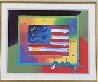 Flag With Heart on Blends - Horizontal  American Suite Unique 2005 8x10 Works on Paper (not prints) by Peter Max - 1