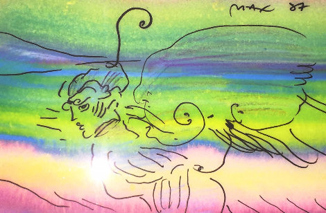 Angel Fantasy Unique 1987 25x21 Works on Paper (not prints) - Peter Max