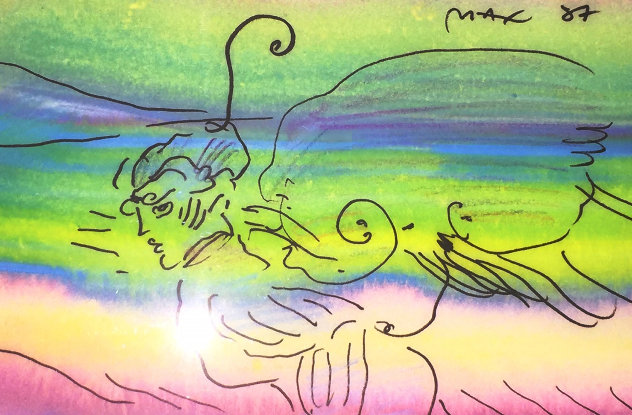 Angel Fantasy Unique 1987 25x21 Works on Paper (not prints) by Peter Max