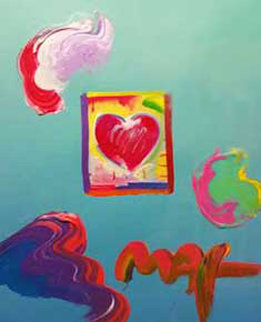 Heart Series Unique 2009 21x23 Works on Paper (not prints) - Peter Max Heart Series Unique 2009 21x23 Works on Paper (not prints) - Peter Max