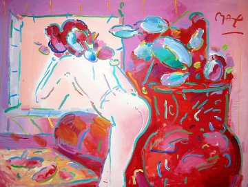 Nude By Window 1992 36x48 Super Huge Original Painting - Peter Max Nude By Window 1992 36x48 Super Huge Original Painting - Peter Max