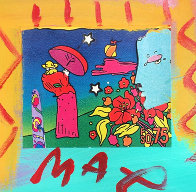 Blue Profile and Umbrella Man Unique 1994 19x18 Works on Paper (not prints) by Peter Max - 0 Blue Profile and Umbrella Man Unique 1994 19x18 Works on Paper (not prints) by Peter Max - 0