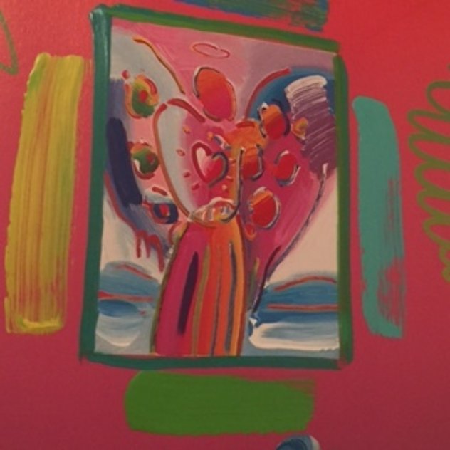 Angel with  Heart Collage, Ver II 1998 14x12 Works on Paper (not prints) by Peter Max