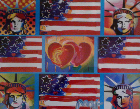4 Liberties Patriotic Series Unique 16x19 Works on Paper (not prints) - Peter Max