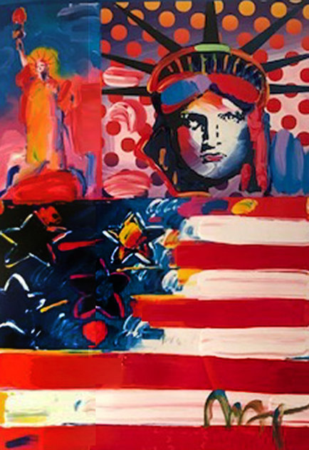 God Bless America II Works on Paper (not prints) by Peter Max