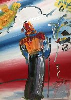 Monk With Profile 1990 40x30 Super Huge Original Painting by Peter Max - 0 Monk With Profile 1990 40x30 Super Huge Original Painting by Peter Max - 0