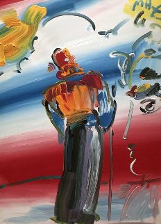 Monk With Profile 1990 40x30 Super Huge Original Painting - Peter Max Monk With Profile 1990 40x30 Super Huge Original Painting - Peter Max