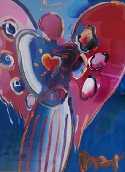 Angel With Heart Unique 2000 28x21 Works on Paper (not prints) by Peter Max Angel With Heart Unique 2000 28x21 Works on Paper (not prints) by Peter Max