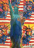 God Bless America - With Five Liberties Unique 2001 38x32 Works on Paper (not prints) by Peter Max - 0
