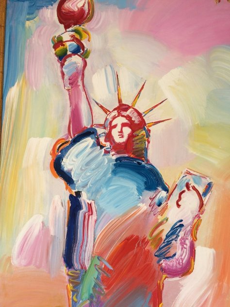 Statue of Liberty  Unique  72x42 Huge Mural Size  Original Painting by Peter Max