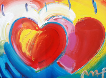 Two Hearts Unique 20x30 Works on Paper (not prints) - Peter Max Two Hearts Unique 20x30 Works on Paper (not prints) - Peter Max