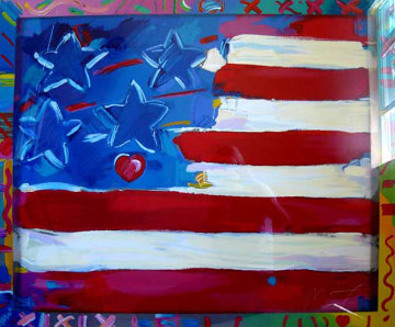 Flag with a Heart 1988 Limited Edition Print - Peter Max Flag with a Heart 1988 Limited Edition Print - Peter Max