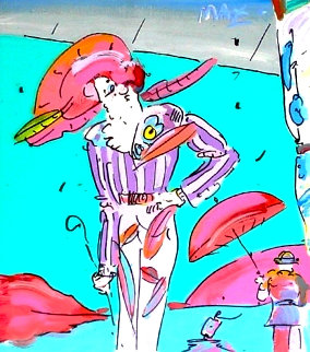 Art Deco Lady II Unique 1988 37x23 Original Painting - Peter Max Art Deco Lady II Unique 1988 37x23 Original Painting - Peter Max