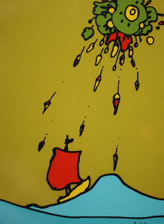Little Sailboat AP 1974 (Vingage) Limited Edition Print - Peter Max Little Sailboat AP 1974 (Vingage) Limited Edition Print - Peter Max