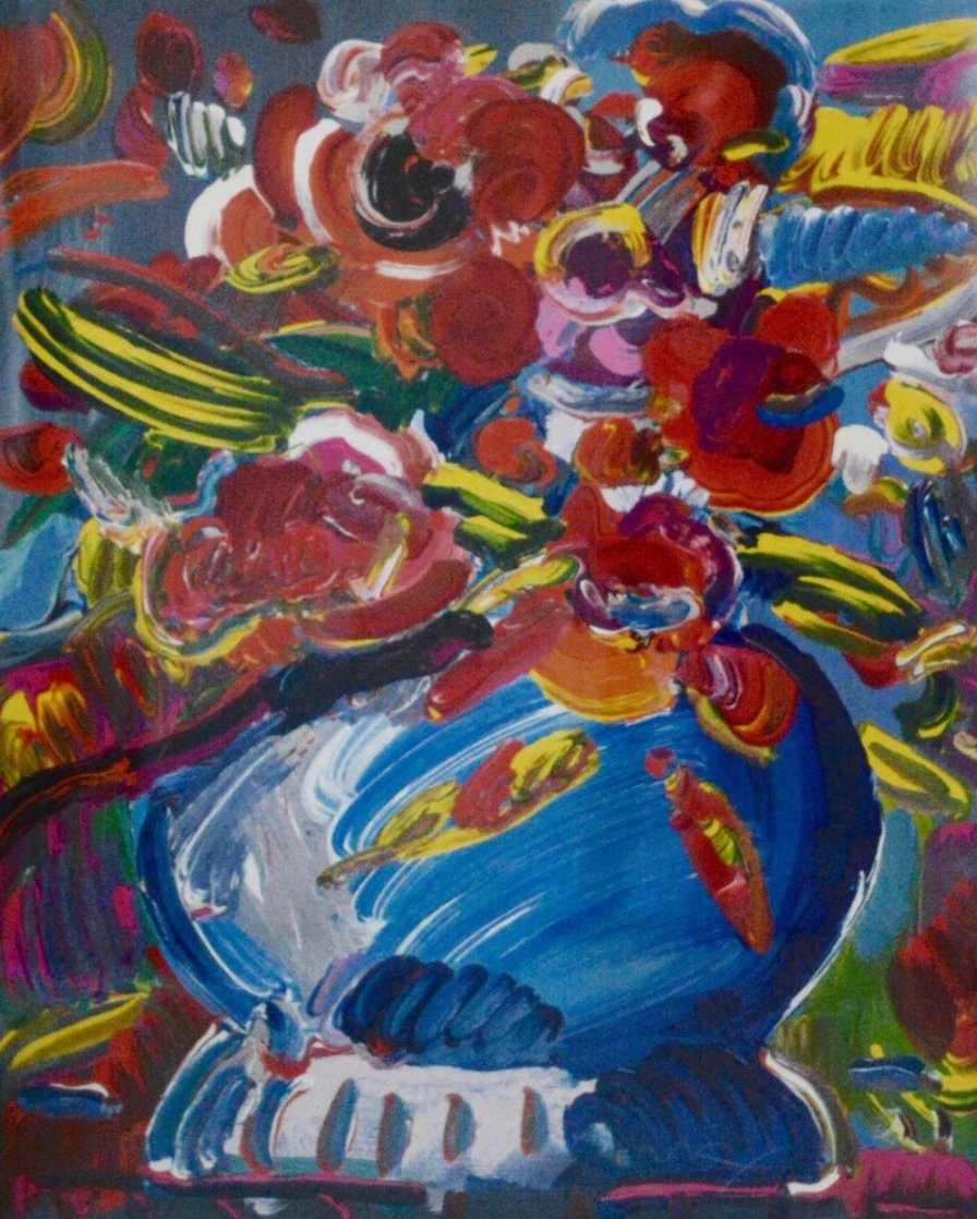 Flowers in a Blue Vase 1992 by Peter Max