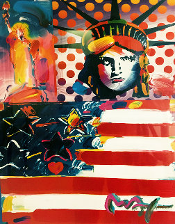 God Bless America II Unique 2001 24x18 Works on Paper (not prints) - Peter Max God Bless America II Unique 2001 24x18 Works on Paper (not prints) - Peter Max