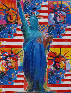 God Bless America - With Five Liberties Unique 2001 37x31 Works on Paper (not prints) - Peter Max God Bless America - With Five Liberties Unique 2001 37x31 Works on Paper (not prints) - Peter Max