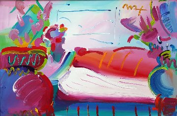 Lady in Repose Unique 1999 26x38 Original Painting - Peter Max Lady in Repose Unique 1999 26x38 Original Painting - Peter Max