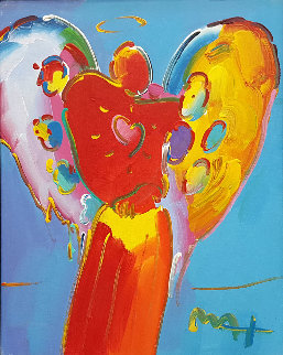 Angel With Heart 1995 21x17 Original Painting - Peter Max Angel With Heart 1995 21x17 Original Painting - Peter Max