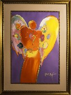 Red Angel With Heart III Unique 2007 48x36 Huge Works on Paper (not prints) by Peter Max - 2