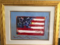 Flag With Heart Unique 1999 18x24 Works on Paper (not prints) by Peter Max - 3 Flag With Heart Unique 1999 18x24 Works on Paper (not prints) by Peter Max - 3