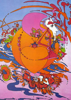 Heart Orange 1999 Limited Edition Print - Peter Max Heart Orange 1999 Limited Edition Print - Peter Max