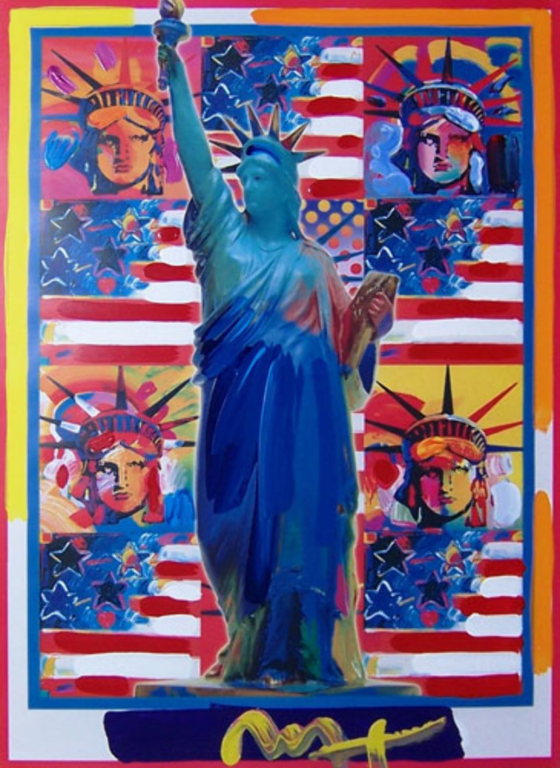 God Bless America with Five Liberties Unique 2001 Works on Paper (not prints) by Peter Max God Bless America with Five Liberties Unique 2001 Works on Paper (not prints) by Peter Max