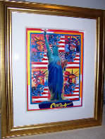 God Bless America with Five Liberties Unique 2001 Works on Paper (not prints) by Peter Max - 1 God Bless America with Five Liberties Unique 2001 Works on Paper (not prints) by Peter Max - 1