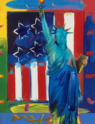 Patriotic Series Liberty And Flag Unique 2006 19x15 Works on Paper (not prints) - Peter Max