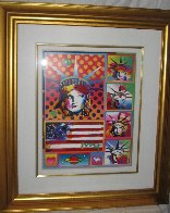 Patriotic Series: Five Liberties And Flag Unique 2006 32x28 Works on Paper (not prints) by Peter Max - 1 Patriotic Series: Five Liberties And Flag Unique 2006 32x28 Works on Paper (not prints) by Peter Max - 1