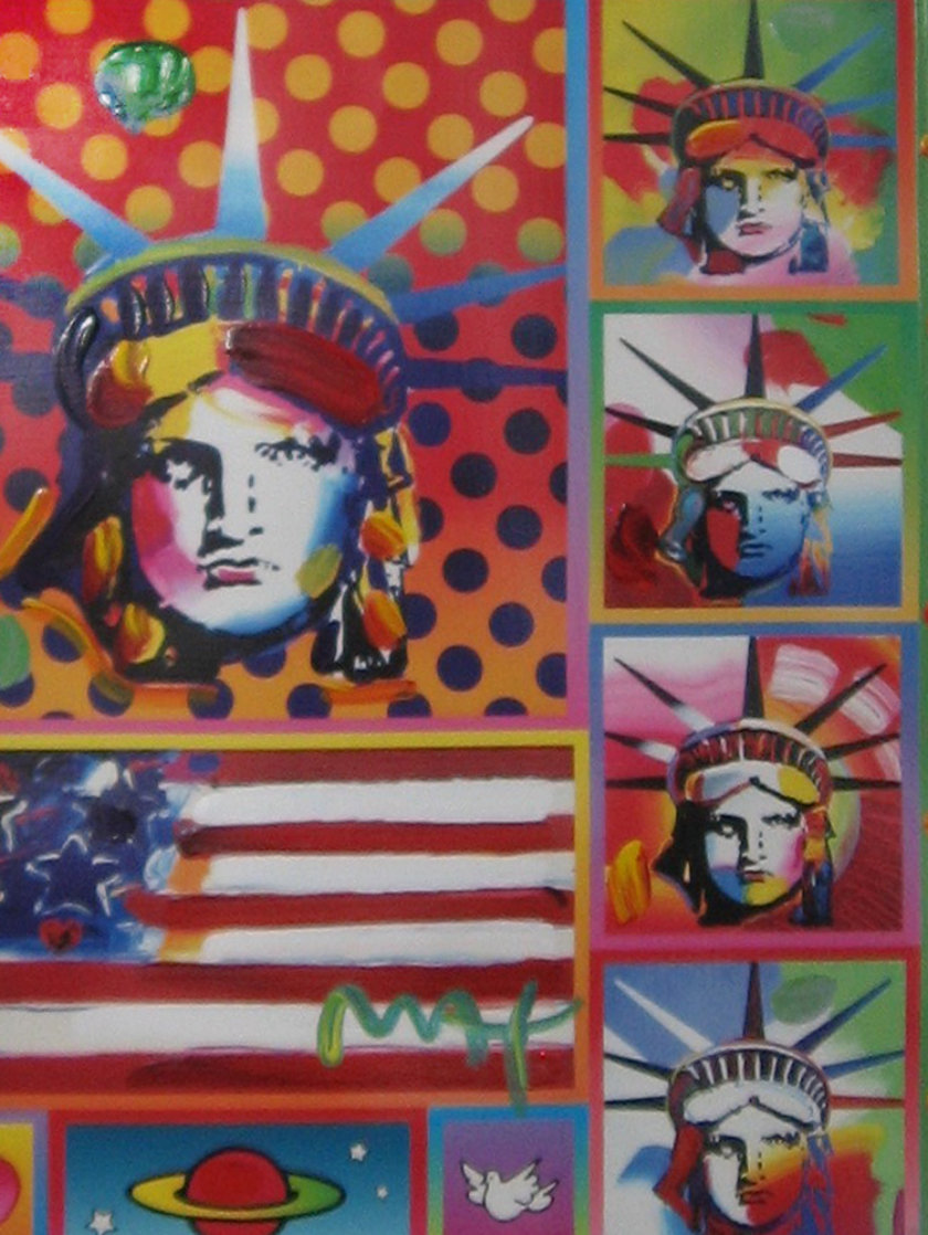 Patriotic Series: Five Liberties And Flag Unique 2006 32x28 Works on Paper (not prints) by Peter Max Patriotic Series: Five Liberties And Flag Unique 2006 32x28 Works on Paper (not prints) by Peter Max