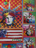 Patriotic Series: Five Liberties And Flag Unique 2006 32x28 Works on Paper (not prints) by Peter Max - 0