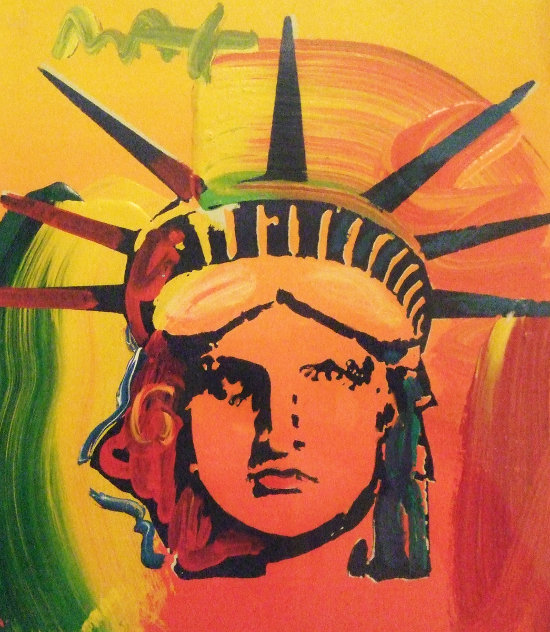Liberty Head Unique 1999 20x19 Works on Paper (not prints) by Peter Max