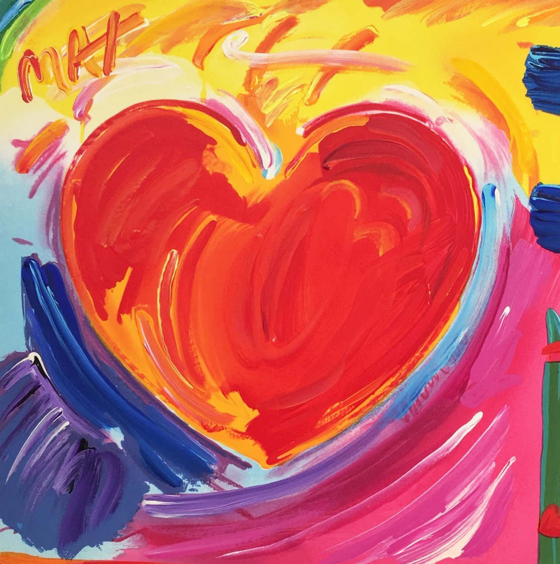 Love Heart Unique 1989 11x11 Works on Paper (not prints) by Peter Max Love Heart Unique 1989 11x11 Works on Paper (not prints) by Peter Max