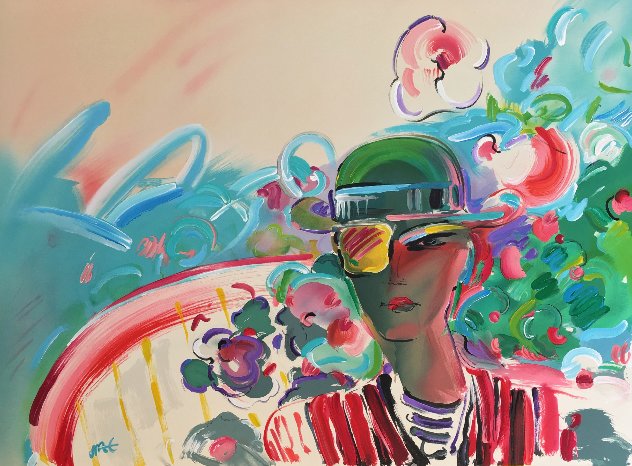 French Zero's Girlfriend Unique 1990 27x36 Works on Paper (not prints) by Peter Max