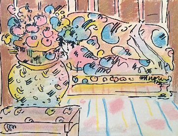 Lady on Couch With Vase 1979 Limited Edition Print - Peter Max Lady on Couch With Vase 1979 Limited Edition Print - Peter Max