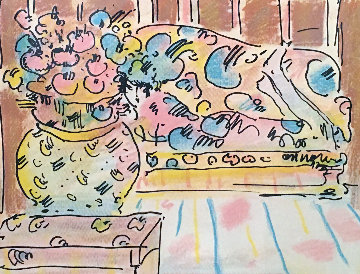 Lady on Couch With Vase 1979 (Vintage) Limited Edition Print - Peter Max