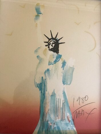 Statue of Liberty (Light Orange/Yellow) 1980 Limited Edition Print - Peter Max