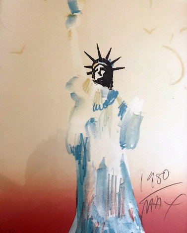 Statue of Liberty (Light Orange / Yellow) 1980 Limited Edition Print - Peter Max