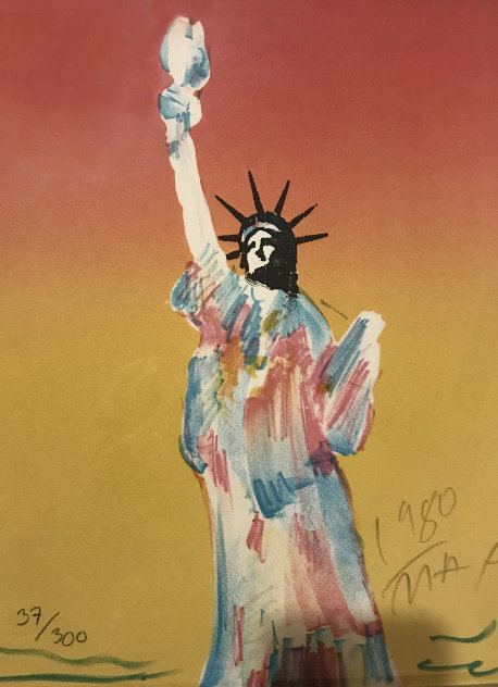 Statue of Liberty (Dark Orange And Dark Yellow) 1980 Limited Edition Print by Peter Max