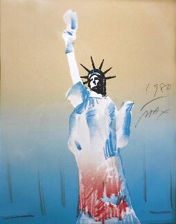 Statue of Liberty (Yellow And Light Blue) 1980 Limited Edition Print - Peter Max Statue of Liberty (Yellow And Light Blue) 1980 Limited Edition Print - Peter Max