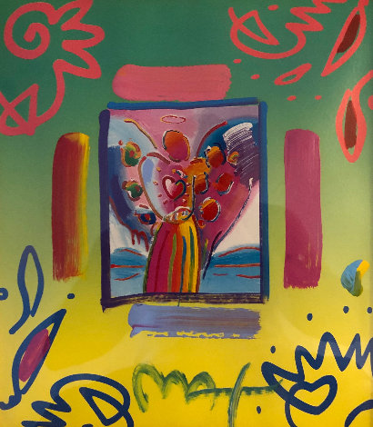 Angel With Heart Collage 1998 23x21 Works on Paper (not prints) - Peter Max