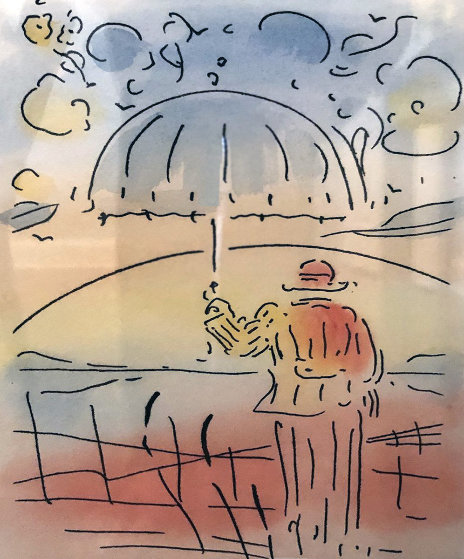 Umbrella Man 2015 Remarque by Peter Max